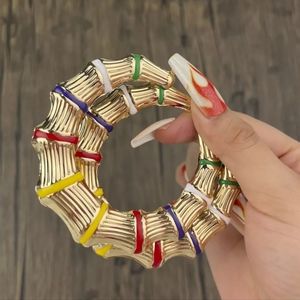 MultiColored Bamboo Door Knocker Earrings Trendy Fashion Jewelry Accessories